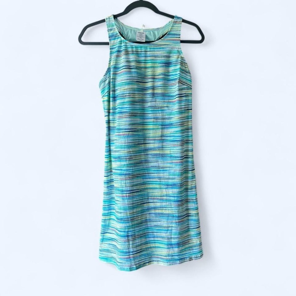 Lands end women's size 12 colorful dress blue/green built in bra EUC